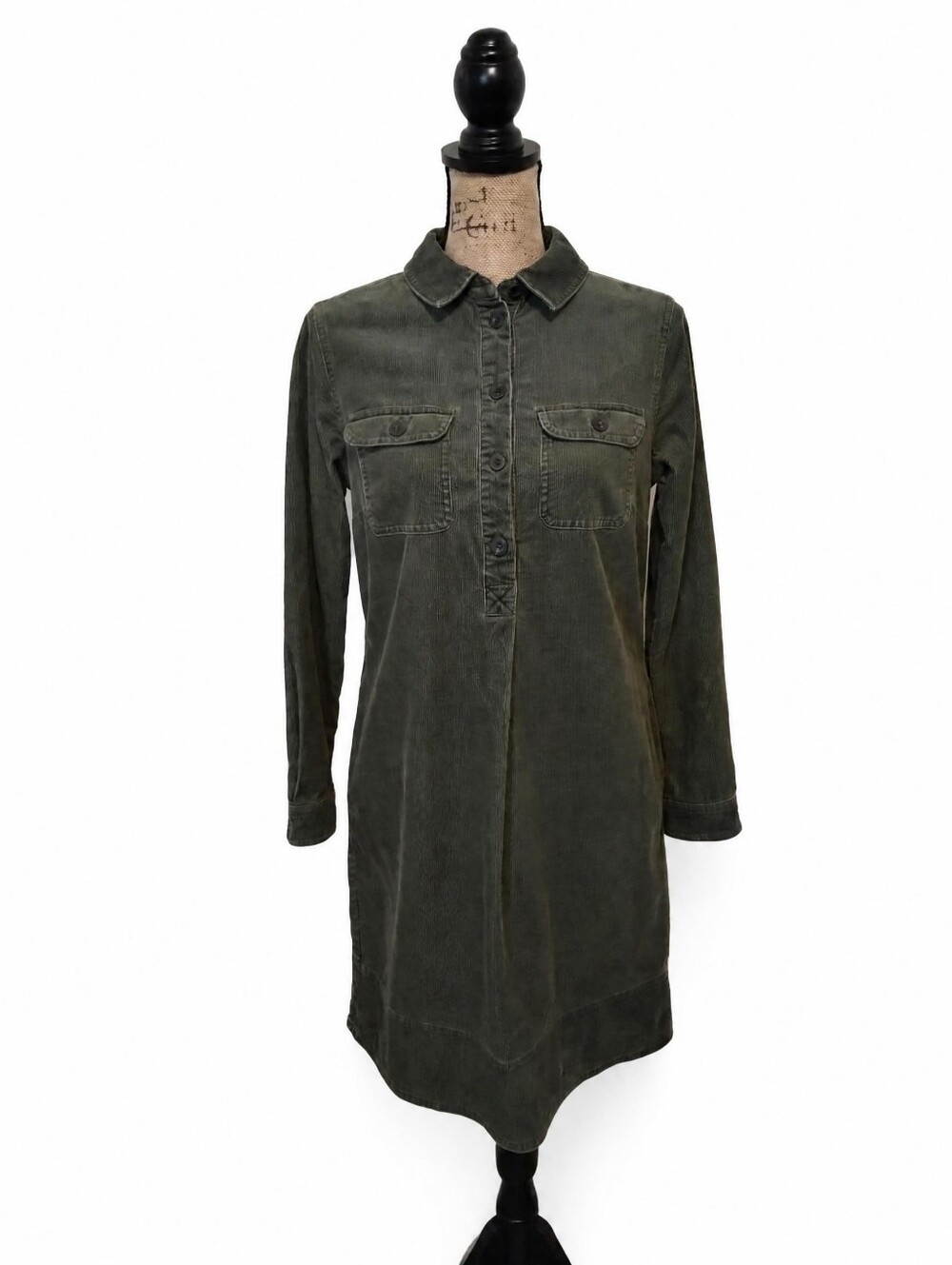 Boden Corduroy Dress Green Long Sleeve Women's Size 4
